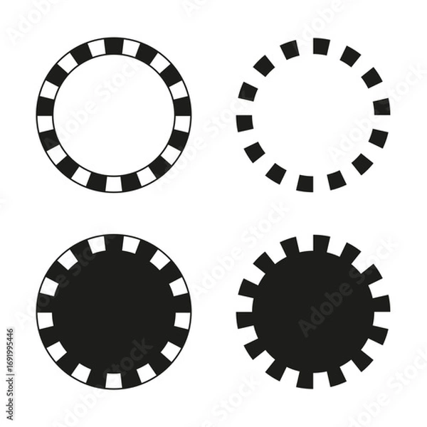 Obraz Gear wheel icons. Abstract cogwheel symbol. Technological motion element. Vector black illustration. EPS 10.