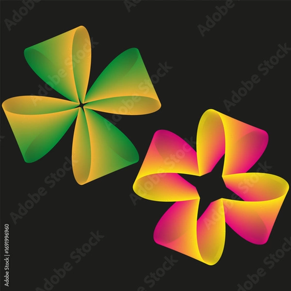 Fototapeta Abstract flower shapes. Colorful floral elements. Vector nature illustration. Vibrant petals design. EPS 10.
