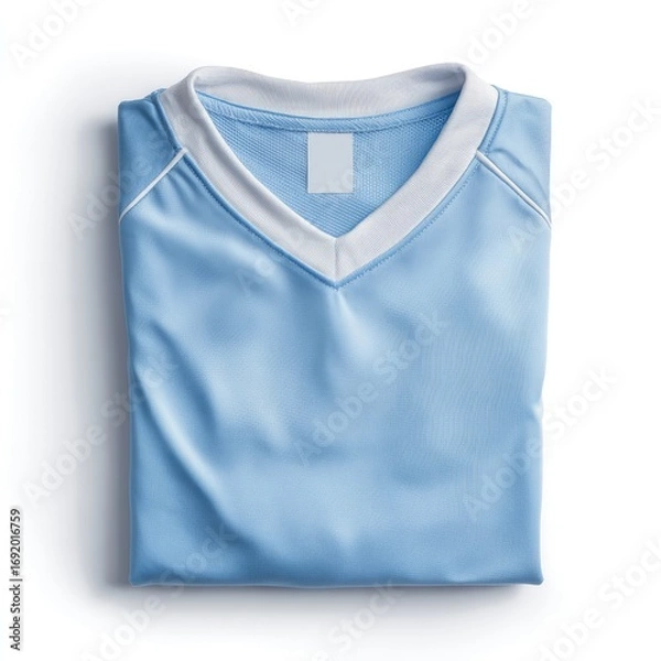 Fototapeta Light blue sports jersey, folded, on white background