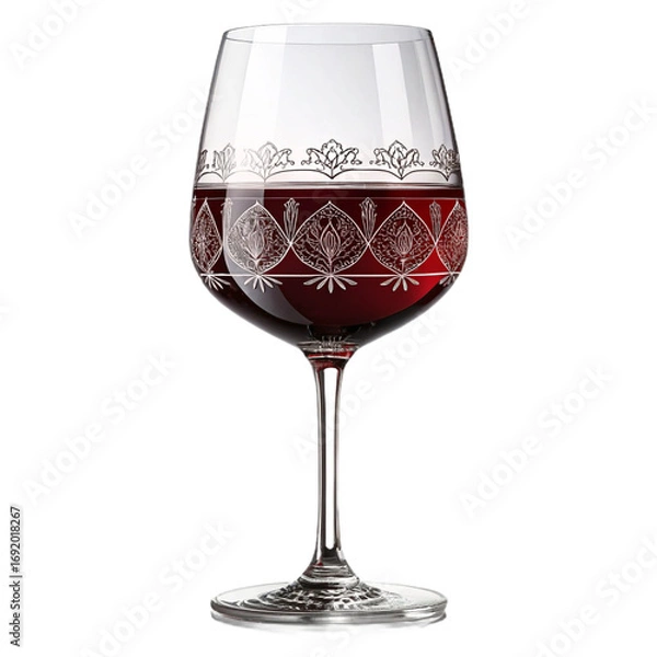 Fototapeta Luxury soda glass with red wine and reflections on transparent background for restaurant branding and premium events