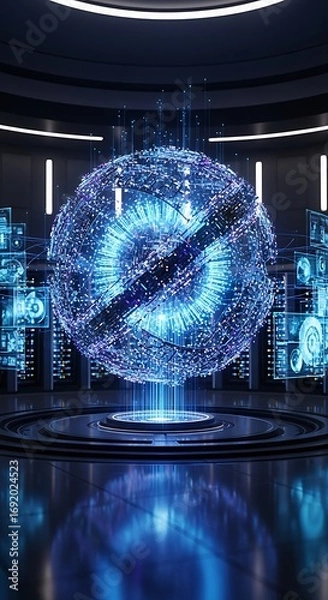 Fototapeta Futuristic Brain Core - Digital Intelligence and Artificial Consciousness.