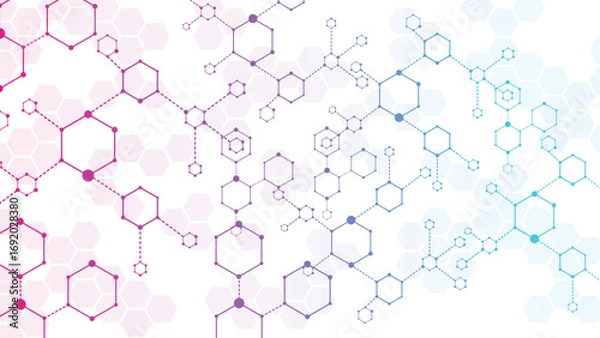 Obraz Molecular structure. Medicine researching, DNA or chemistry science. Biotechnology presentation template vector background