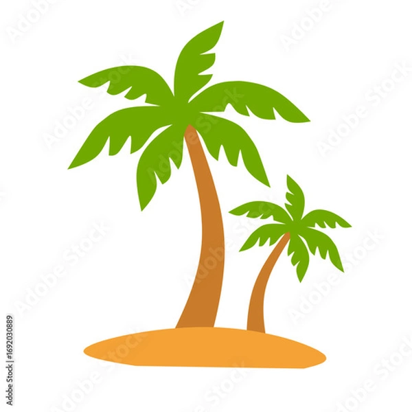 Fototapeta Desert Island with Palm Trees Illustration 