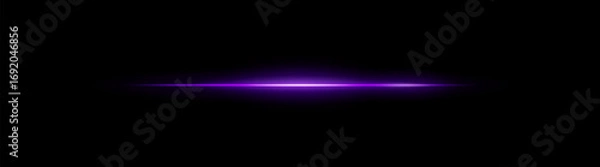 Fototapeta Narrow beam. Thin glowing horizontal stripe with smooth fade on black background. Suitable for digital design, laser, and motion visuals.