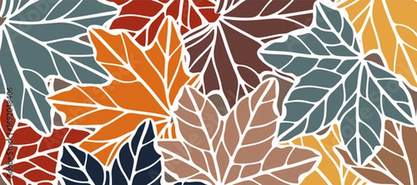 Fototapeta Autumn vector abstract design with maple leaves.