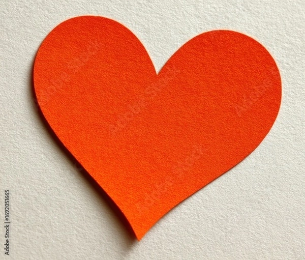 Fototapeta A vibrant orange heart-shaped sticky note