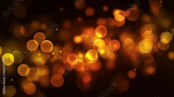 Fototapeta Glowing bokeh effect on dark background. Neural network AI generated