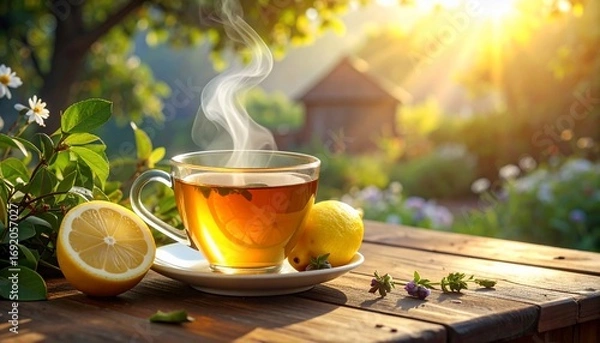 Obraz Morning Tea in a Sunny Garden