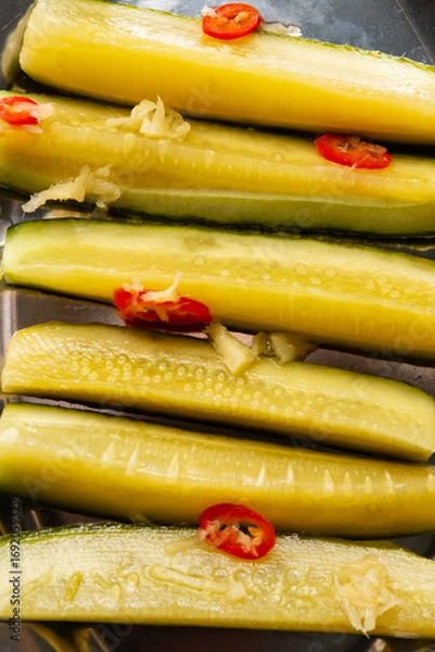 Obraz fermented pickles close up