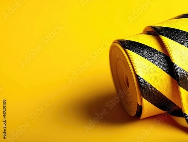 Obraz Rolled yellow and black striped safety tape