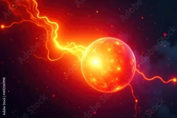 Fototapeta Close-up shot of a glowing, radiating energy source, emanating light and heat Perfect for illustrating concepts of power, energy transfer, and scientific phenomena , science, gamma, spectrum