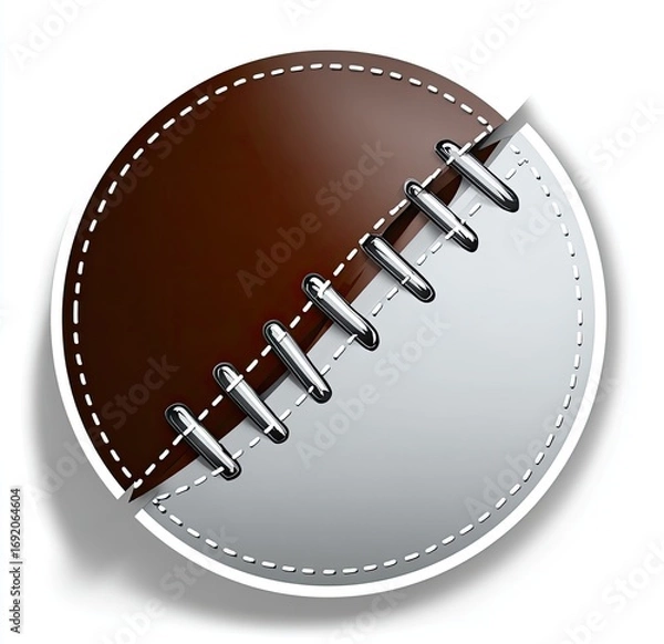 Fototapeta Circular, split leather object, stitched design