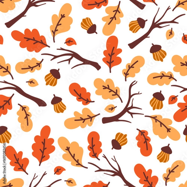 Obraz Bright oak leaves seamless pattern