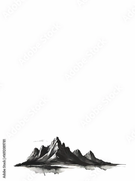 Fototapeta mountain range oencil sketch decorative ornament with white area for insertion