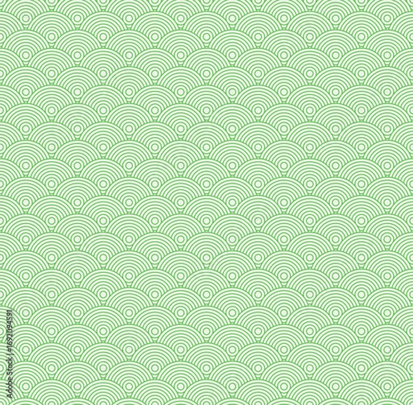 Fototapeta Green Japanese Wave Pattern Background Vector