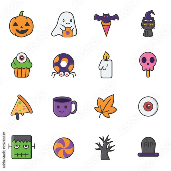 Obraz Halloween Cute Icon Set
