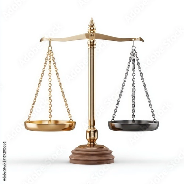 Fototapeta Golden and Silver Scales Symbolizing Justice and Fairness Concepts