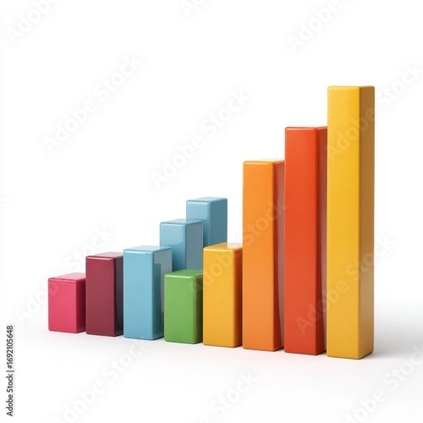 Fototapeta Colorful 3D Bar Graph Representing Positive Growth in Data