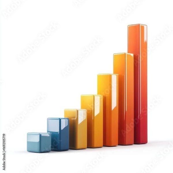 Fototapeta Colorful 3D Bar Graph Representing Increasing Business Metrics Trends