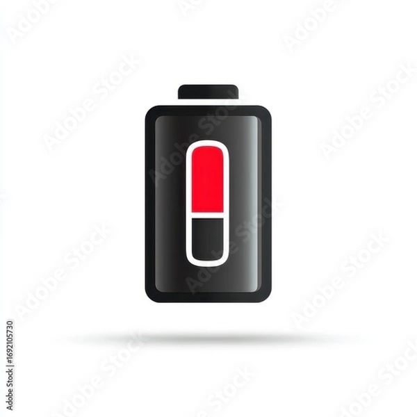 Fototapeta Low Battery Icon with Red Alert for Charging Status Indication