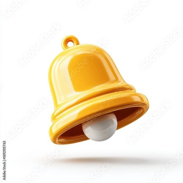 Fototapeta Bright Yellow Bell Isolated on White Background for Creative Projects