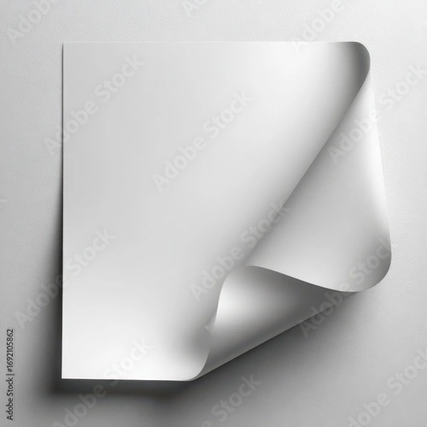 Fototapeta Smooth White Paper with Curled Edge on a Neutral Background