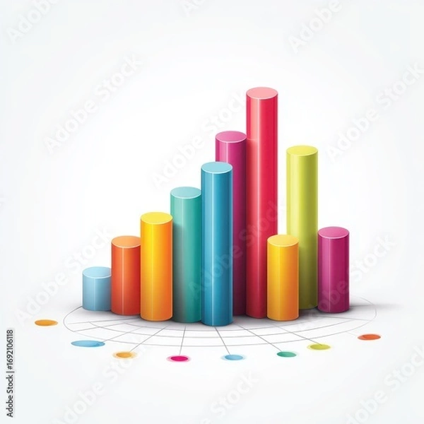 Fototapeta Colorful Vertical Bar Graph on a Light Background with Data Points