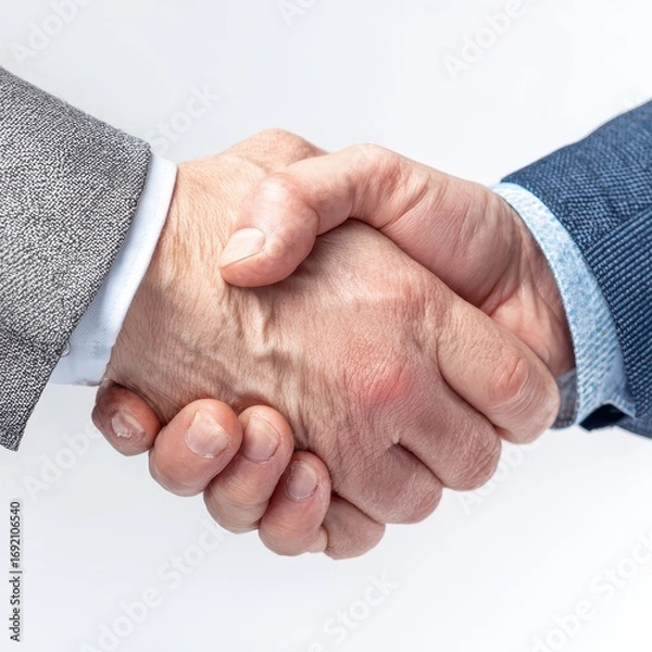 Fototapeta Close-up Handshake between Two Business Professionals in Suits