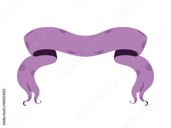 Obraz Vintage ribbon banner with distressed and ragged torn edges in Halloween theme. Great for party poster, eerie seasonal invitation, dark frame, gothic decor and autumn design. Flat vector illustration.