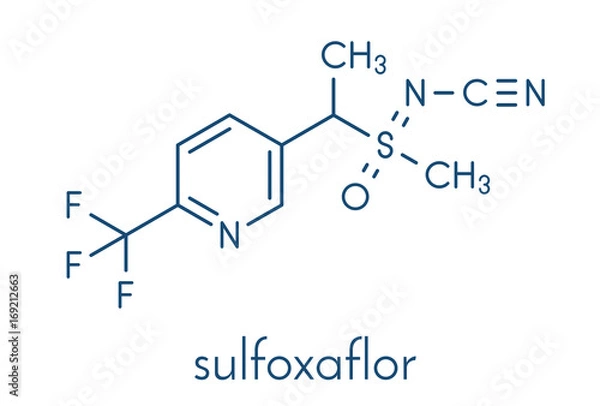Fototapeta Sulfoxaflor insecticide molecule. Skeletal formula.