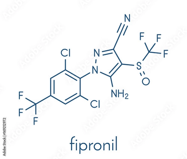 Fototapeta Fipronil insecticide molecule. Skeletal formula.