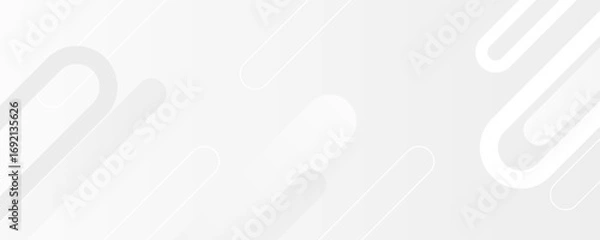 Fototapeta Minimalist abstract white and gray background with diagonal lines and circular shapes. Modern clean design, perfect for business presentation, technology banner, poster, or digital template.