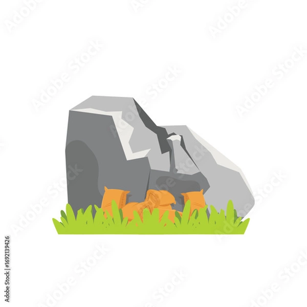 Fototapeta Stone with Three Hidden Sack Piles