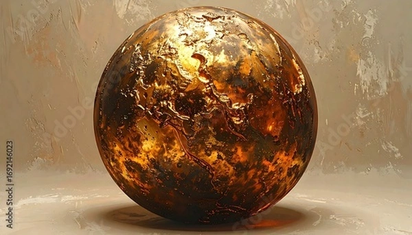 Fototapeta Golden sphere on a textured background