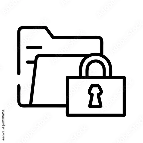 Fototapeta Locked folder icon with padlock symbolizing data security  