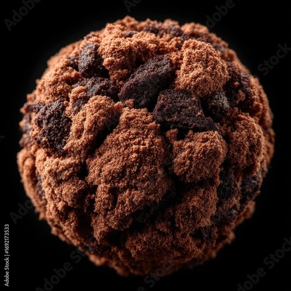 Fototapeta Delicious chocolate truffle dessert covered in cocoa powder sits on a dark background