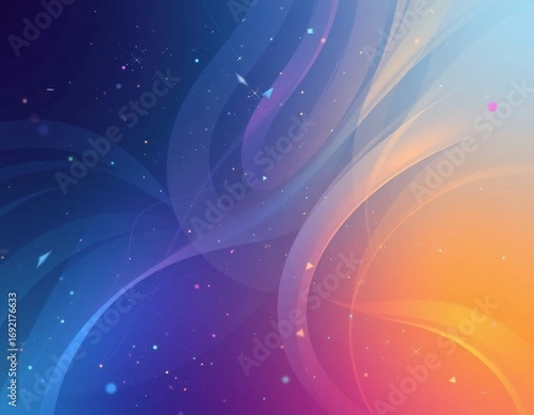 Fototapeta The image features an abstract, vibrant background composed of swirling, flowing lines and gradients