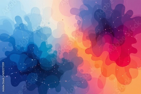 Fototapeta The image features an abstract, colorful background with two prominent cloud like shapes blending into each other