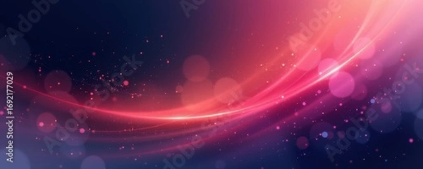 Fototapeta The image features an abstract, vibrant scene dominated by flowing streaks of light in shades of pink, purple, and orange, creating a dynamic sense of motion