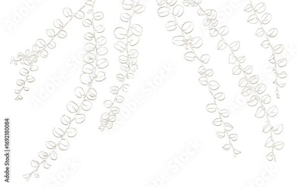 Fototapeta Line art vector illustration of a branch with leaves vector. Hand drawn line wedding herb, elegant leaves for invitation save the date card.