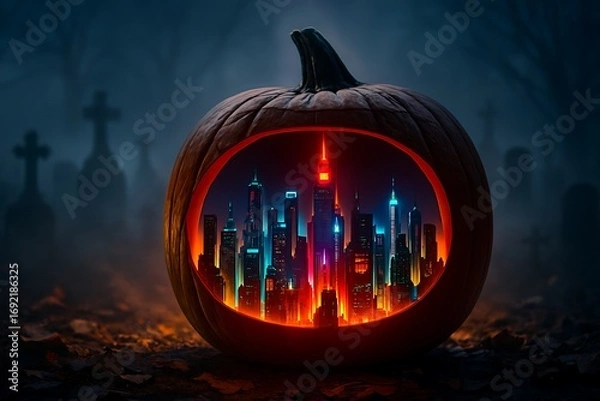 Obraz Neon Skyline Pumpkin