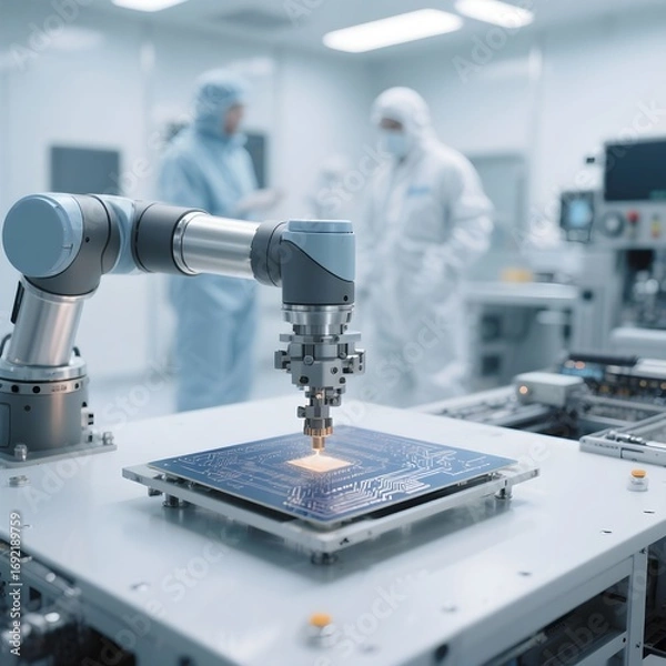 Fototapeta 실리콘웨이퍼_로봇팔_클린룸_자동화공정