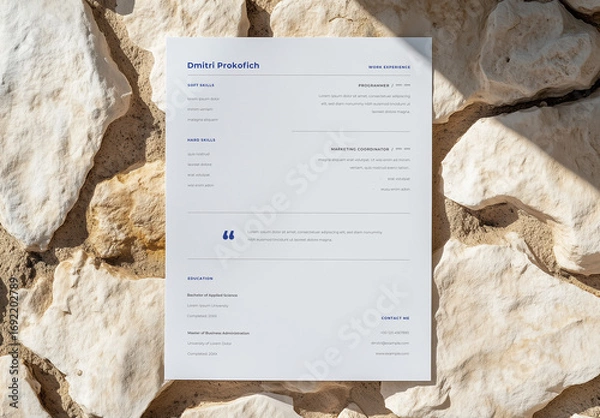 Obraz Minimalist Resume Template