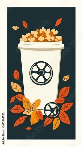 Obraz Autumnal popcorn drink graphic
