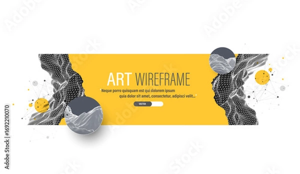 Fototapeta Abstract wireframe art with digital mesh and geometric design. Modern science or technology background. Vector