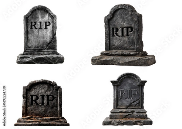 Fototapeta Gravestone with RIP text, isolated PNG