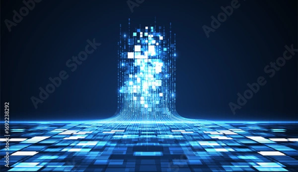 Fototapeta Technology background. Big data visualization concept. Information artificial neural network