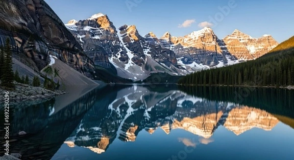 Fototapeta Majestic Mountain Reflections on a Serene Alpine Lake.