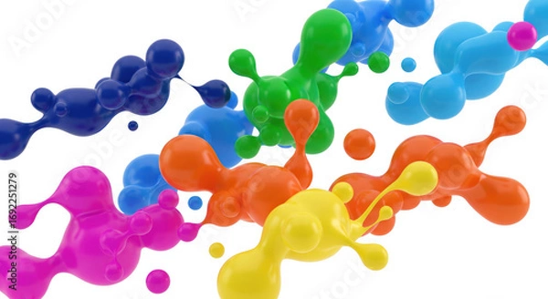 Fototapeta Dynamic splashes of vibrant glossy paint floating seamlessly on a black backdrop