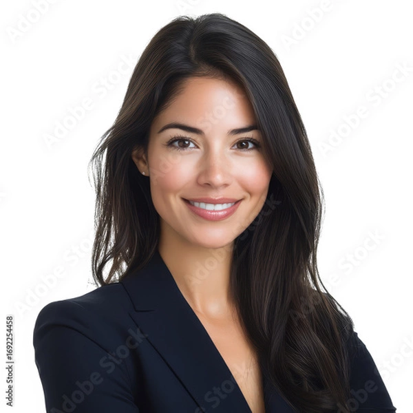 Fototapeta Professional headshot of smiling woman in business suit for corporate profile picture use , isolated on transparent background